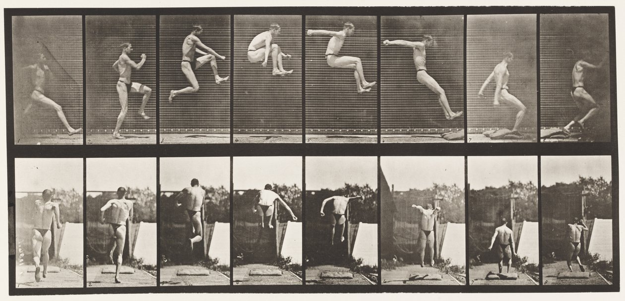 Placa 160. Salto; Corrida de salto em largura (tênis) de Eadweard Muybridge