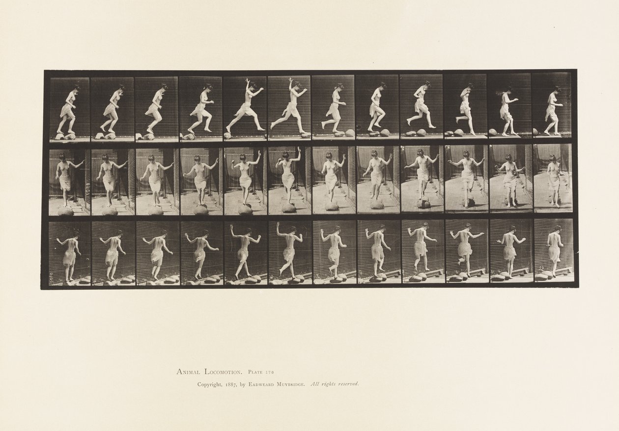 Placa 170. De pedra a pedra em um riacho, 1885 de Eadweard Muybridge