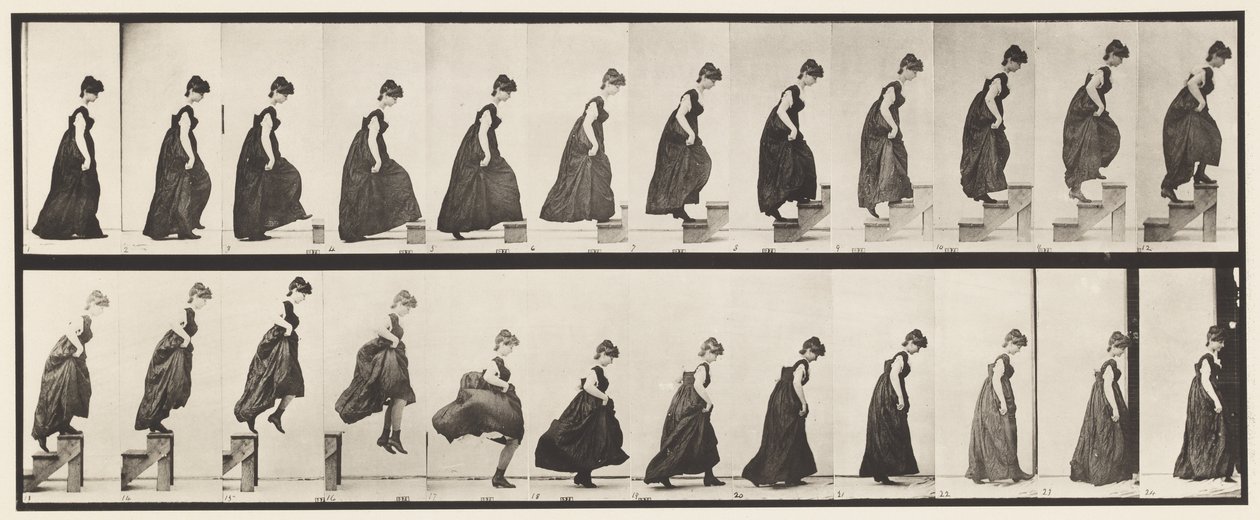 Placa 173.Ascending Steps and Jumping Off, 1885 de Eadweard Muybridge