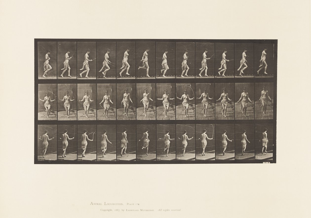 Placa 174. Correndo e Pulando com Corda de Saltar, 1885 de Eadweard Muybridge