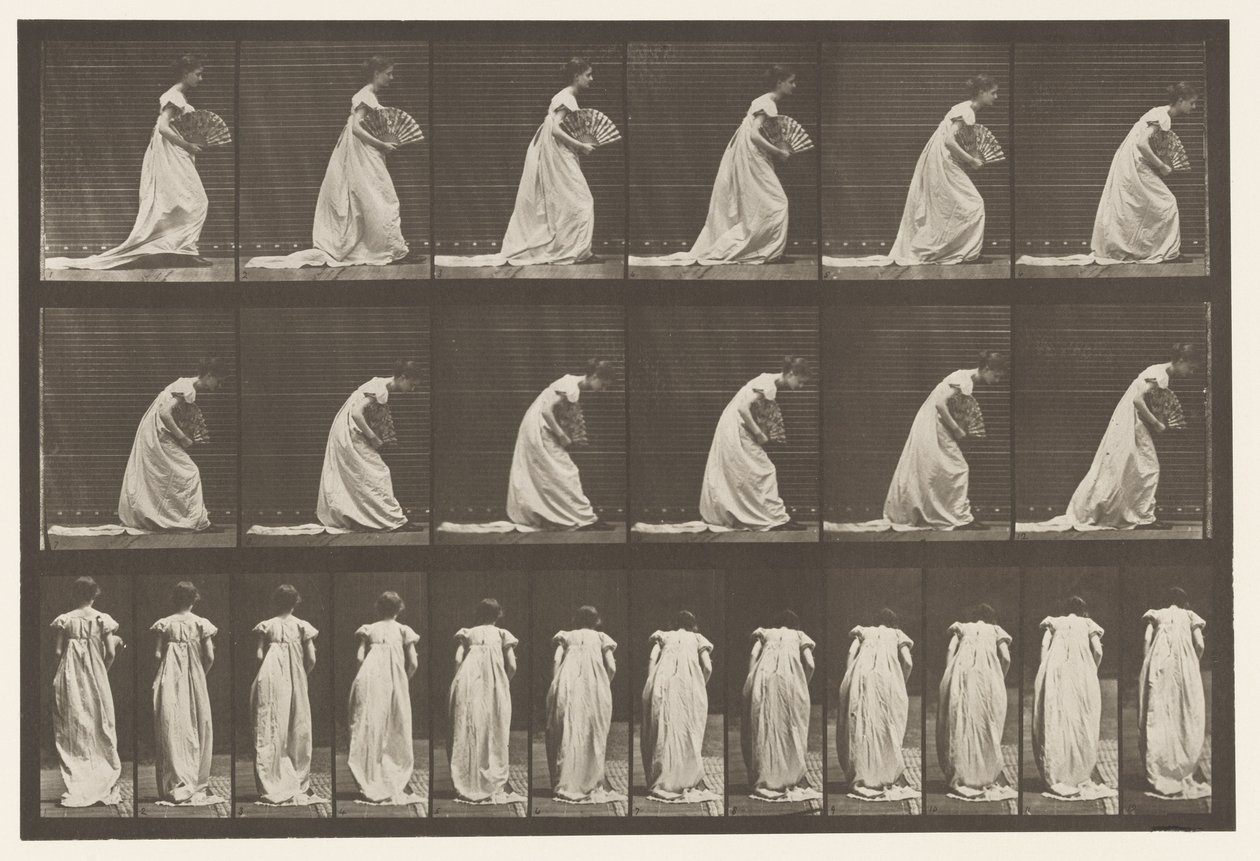 Placa 199. Circunferência, Ventilador na Mão Direita, 1885 de Eadweard Muybridge