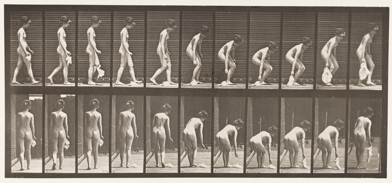 Placa 202. Deixando cair e levantando um lenço de pescoço de Eadweard Muybridge