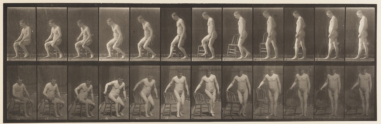 Placa 236. Colocando Diair e Sentar-se, 1885 de Eadweard Muybridge