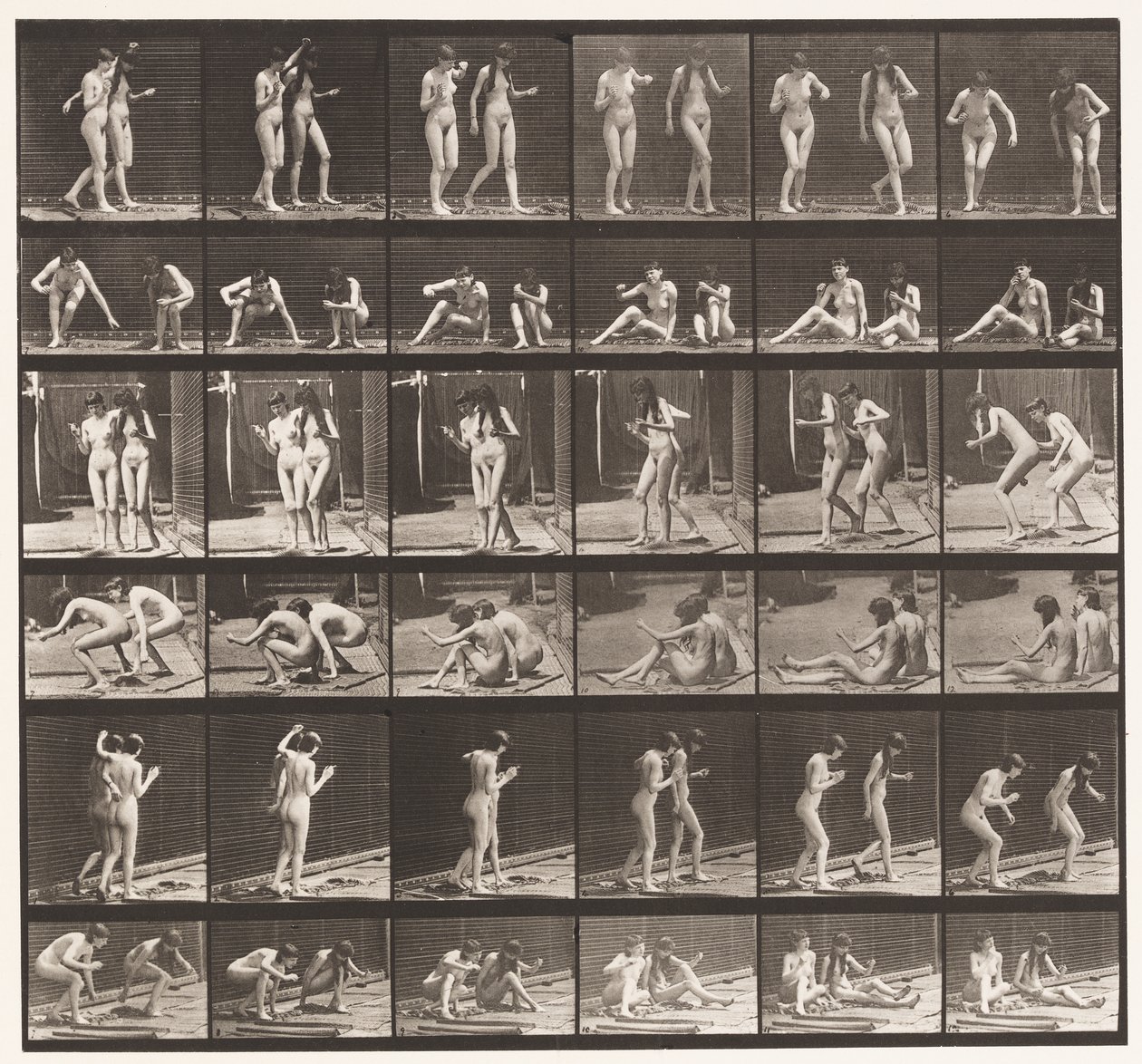 Placa 245. Dois modelos girando sentados no chão de Eadweard Muybridge