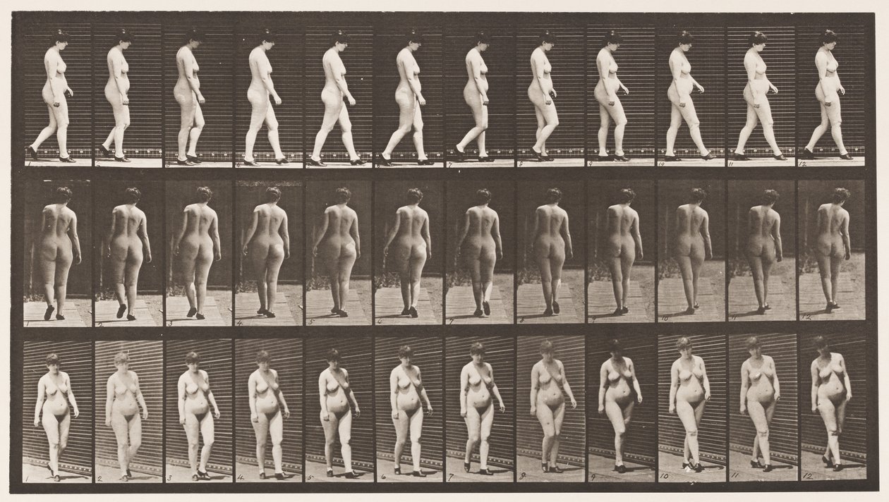 Prato 24. Andar a pé, com os sapatos de salto alto de Eadweard Muybridge