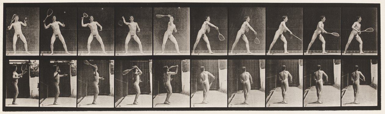 Placa 294. Tênis de gramado; Servindo de Eadweard Muybridge