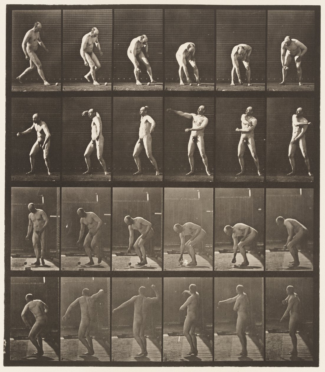 Placa 302.Picking Up uma bola e jogá-lo, 1885 de Eadweard Muybridge