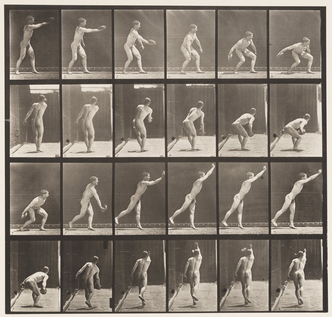 Placa 307. Arremessando um Disco de Ferro, 1872-1885 de Eadweard Muybridge