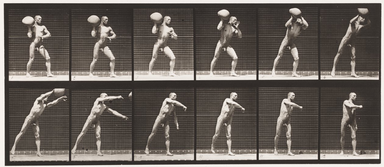 Placa 311. Levantando uma Rocha de 75 lb, 1885 de Eadweard Muybridge
