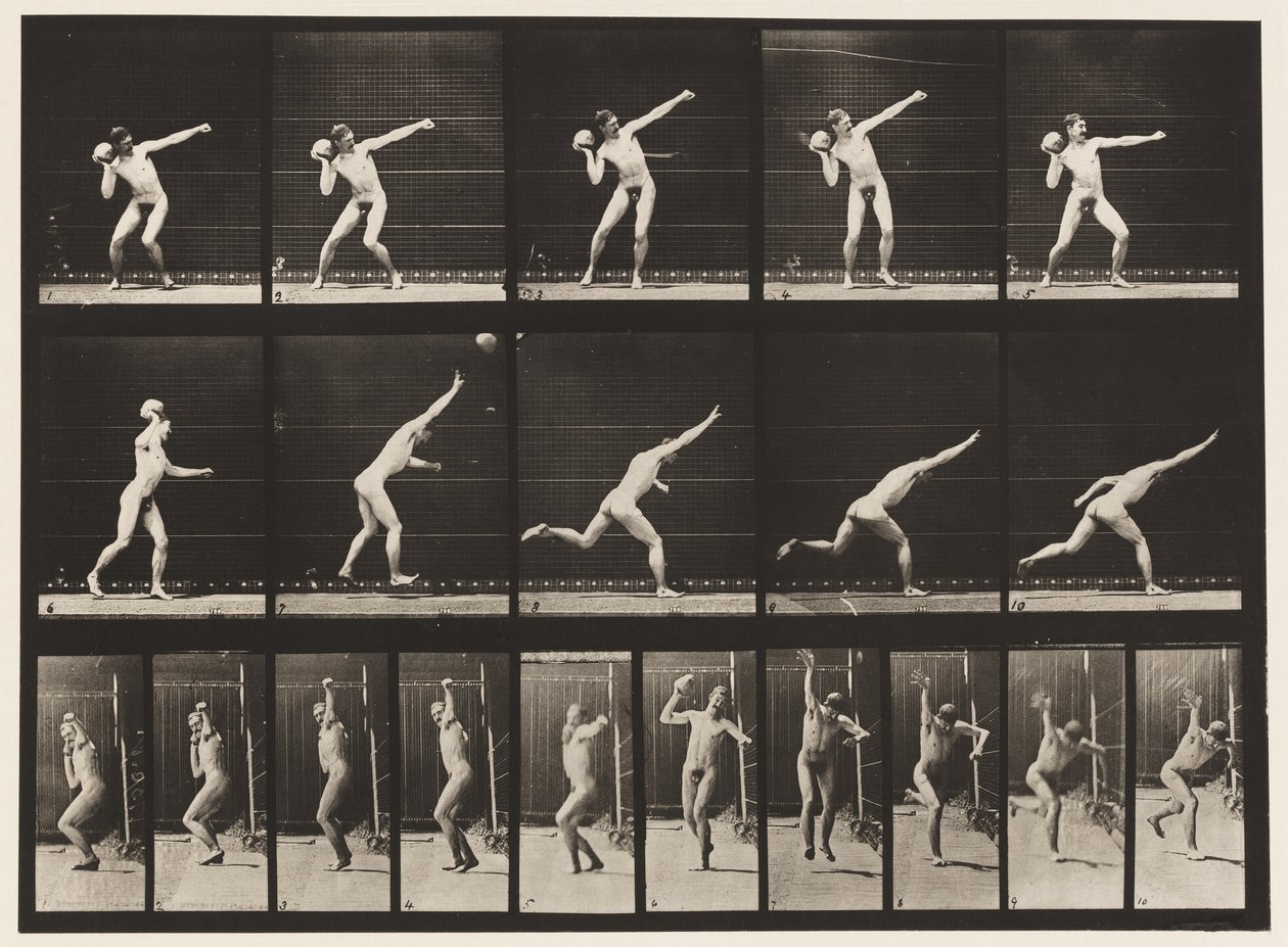 Placa 314. Levantando uma rocha de 20 libras de Eadweard Muybridge