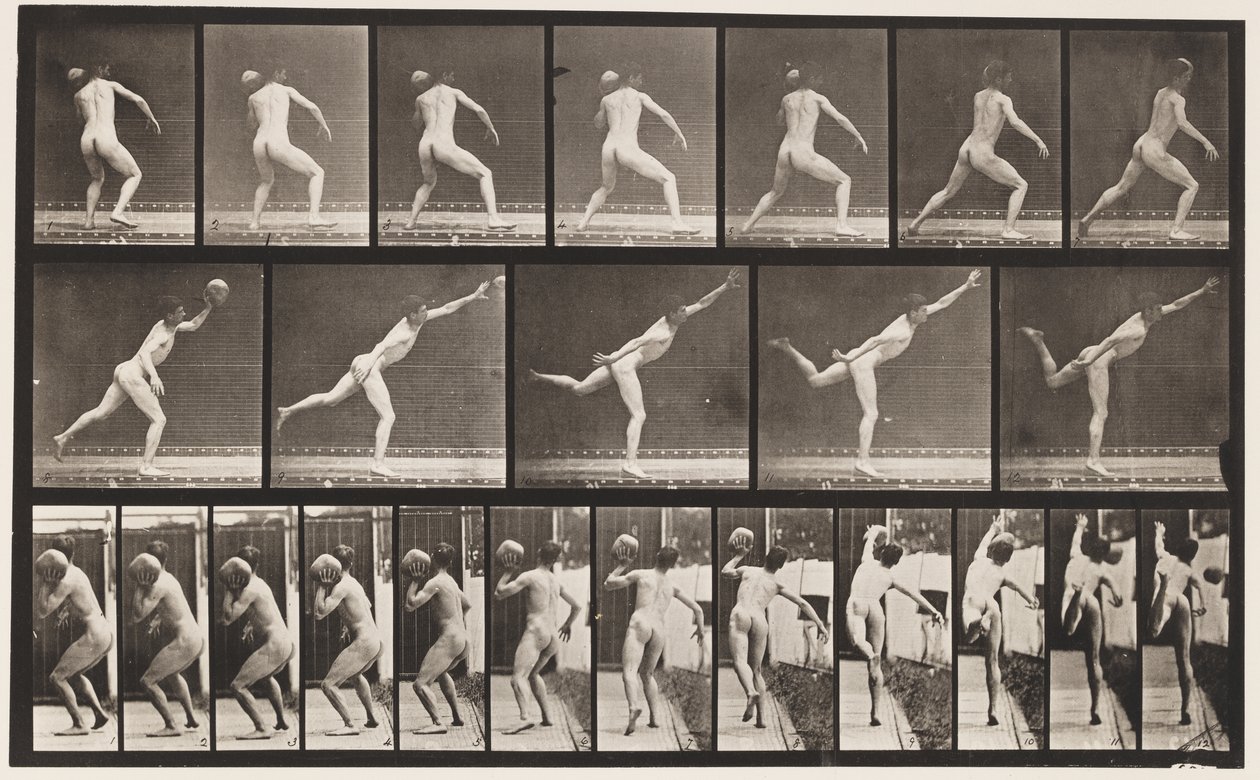 Placa 316.Mudando uma rocha de 20 lb, 1885 de Eadweard Muybridge
