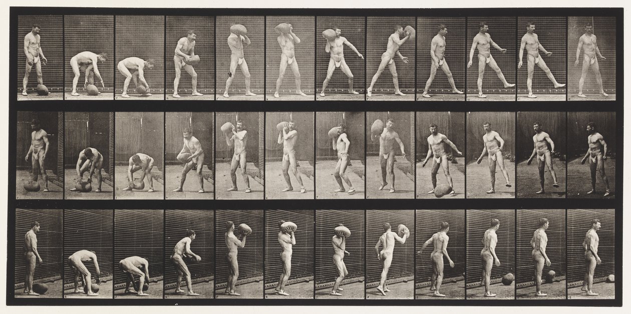 Placa 317. Levantando uma rocha de 70 libras de Eadweard Muybridge