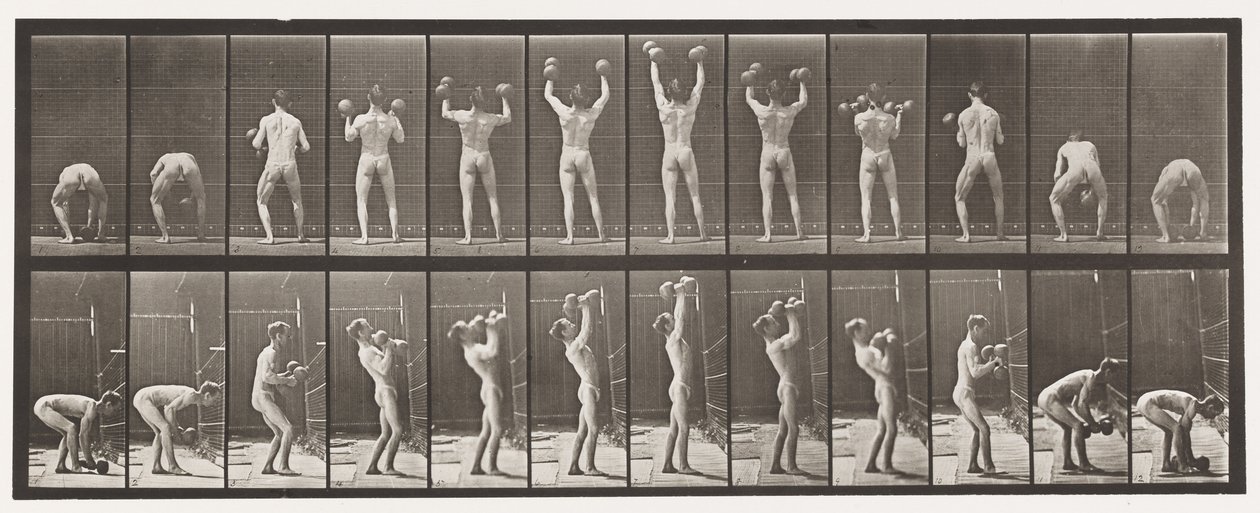 Placa 323. Levantando e Abaixando Dois Dumb-Bells de 50 lb de Eadweard Muybridge