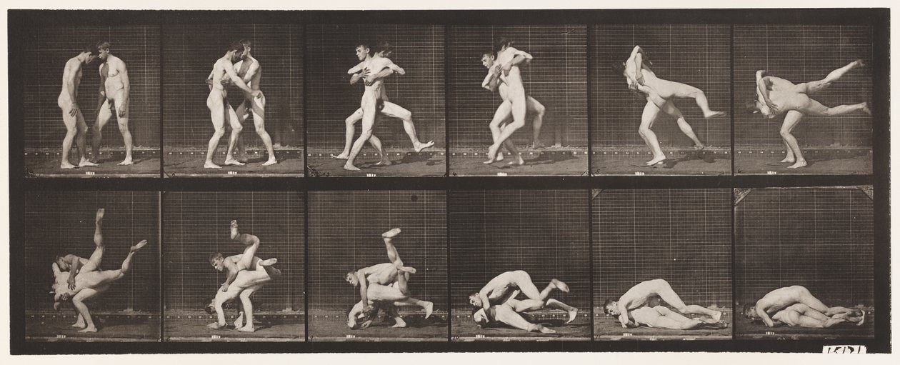 Placa 347.Wrestling, greco-romana, 1885 de Eadweard Muybridge