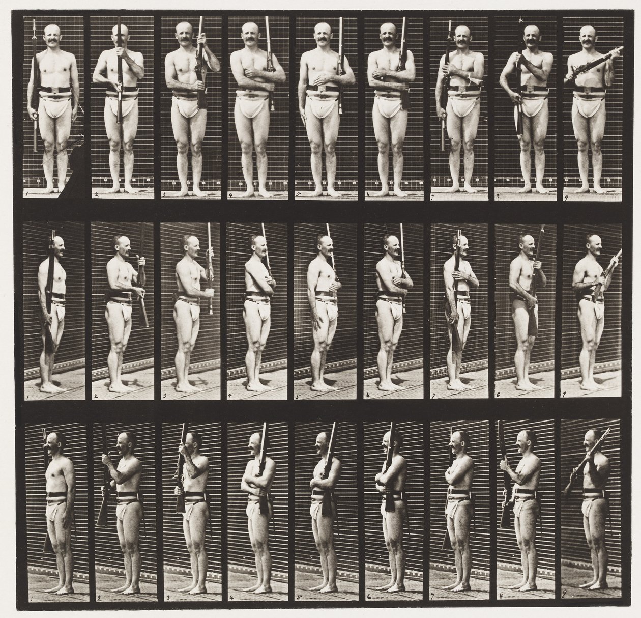 Placa 353. Apoio ao Braço e ao Porto de Armas, 1872-1885 de Eadweard Muybridge