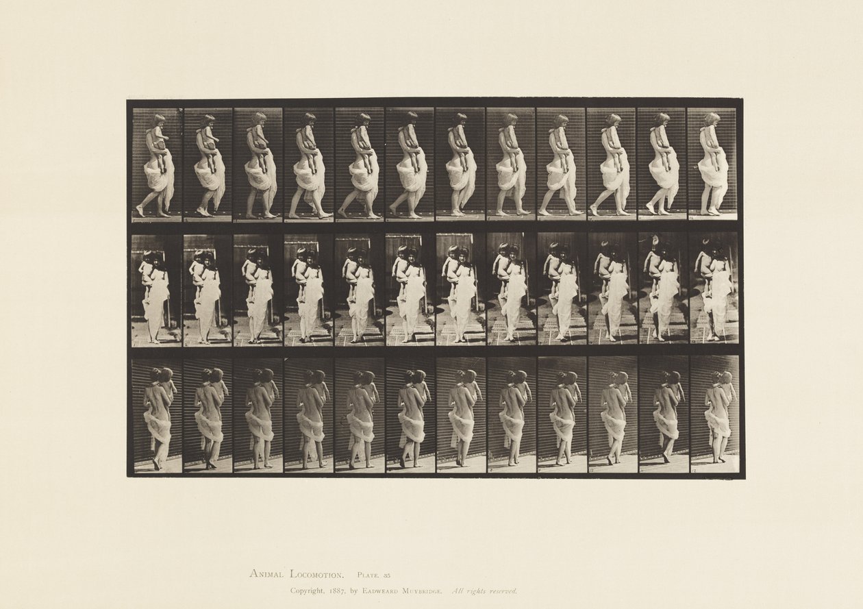 Placa 35. Andando, carregando a criança de Eadweard Muybridge