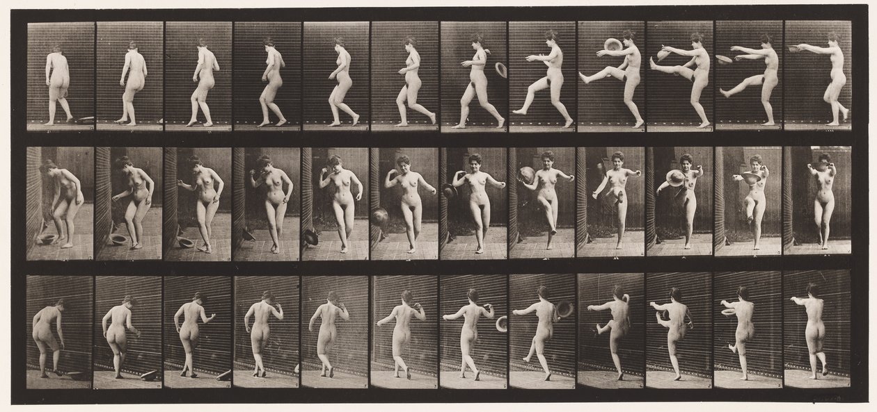 Placa 367. Chutando um Chapéu, 1872-1885 de Eadweard Muybridge