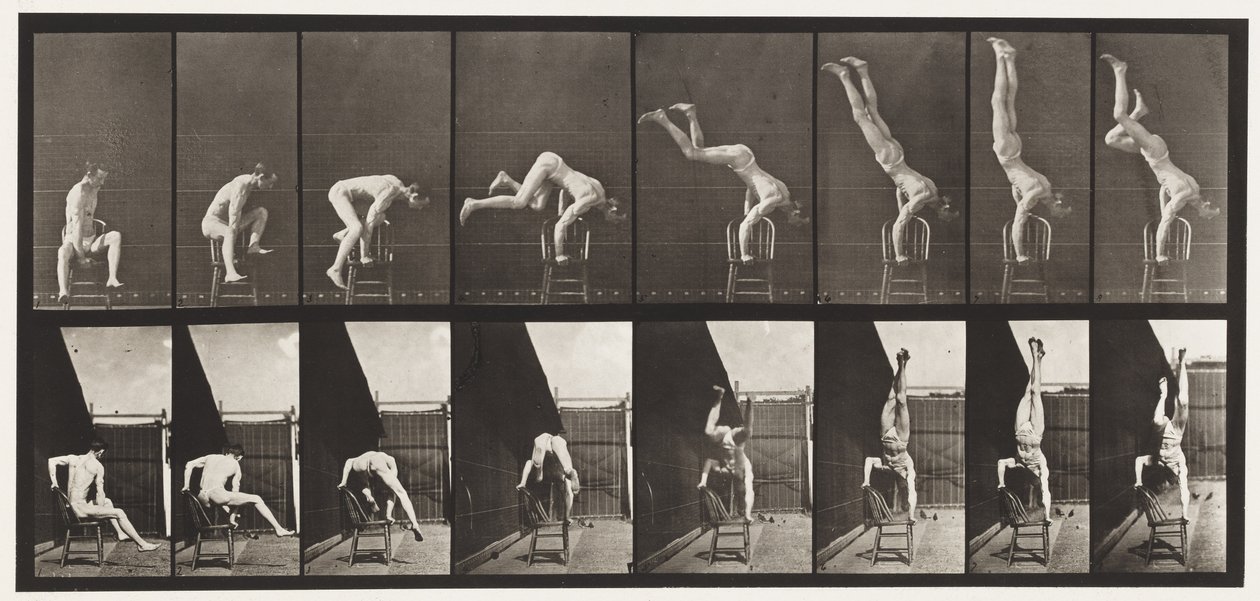 Placa 373. Acrobat, pressione para cima da cadeira de Eadweard Muybridge
