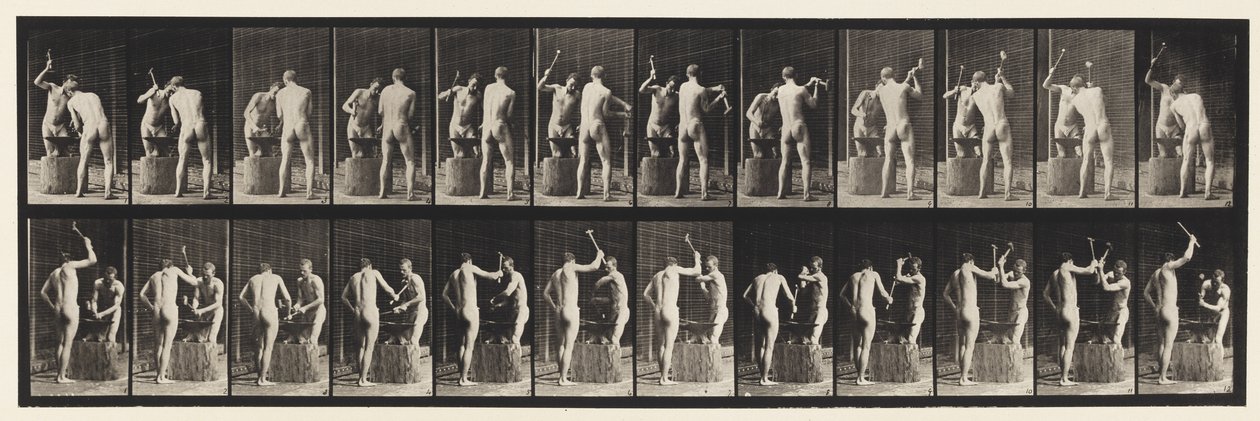 Placa 375. Ferreiros, Dois Modelos, Martelar em bigorna de Eadweard Muybridge