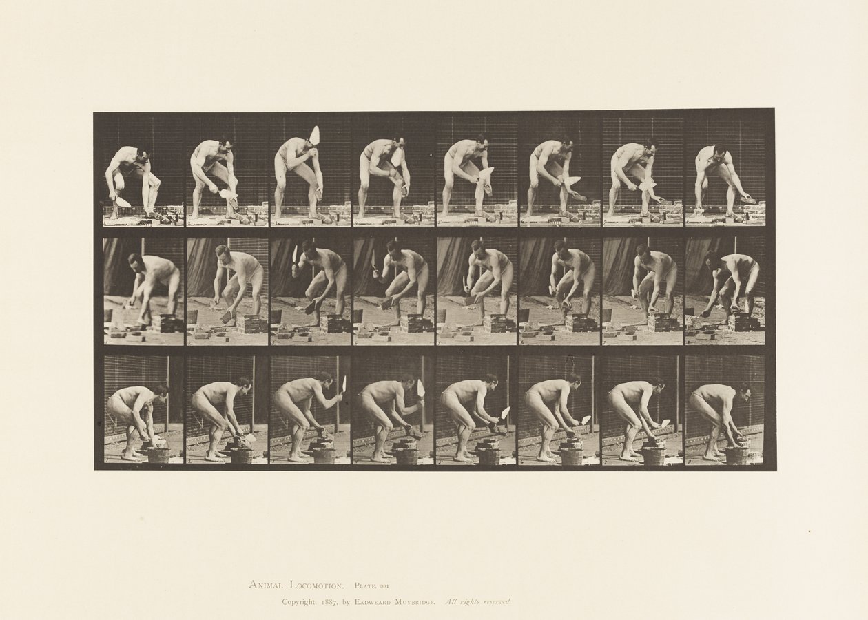 Placa 381. Pedreiro, Colocando um tijolo de Eadweard Muybridge