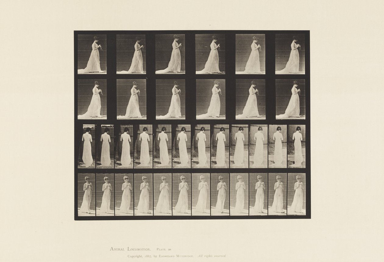 Placa 39. Andando, Mãos Envolvidas em Tricô, 1872-1885 de Eadweard Muybridge