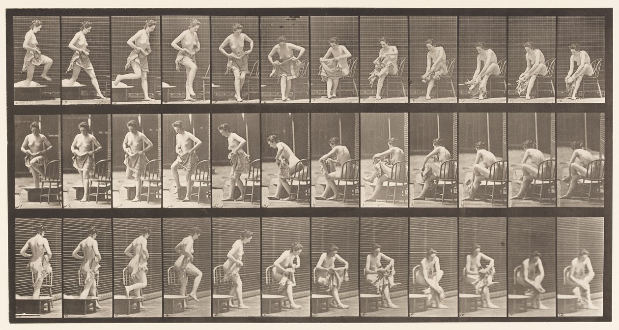 Placa 410. Saindo do Banh-Tub, Sentado, Limpando os Pés de Eadweard Muybridge