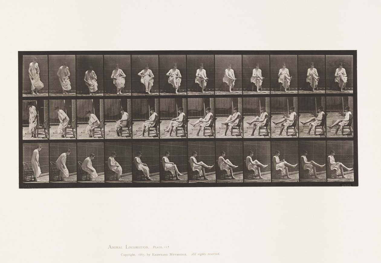 Placa 417. Sanita; Sentar e Colocar Meias de Eadweard Muybridge