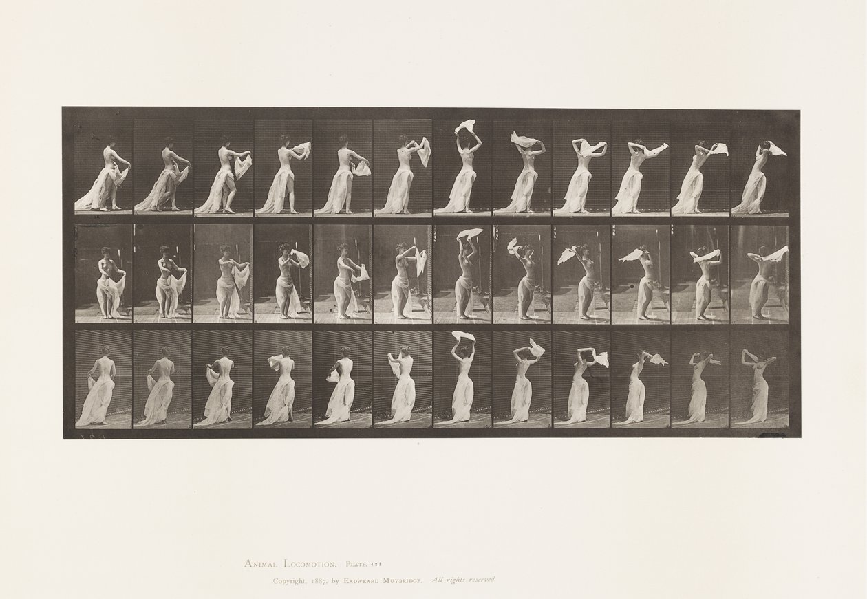 Placa 421. Sanita; Lenço atirando nos ombros de Eadweard Muybridge