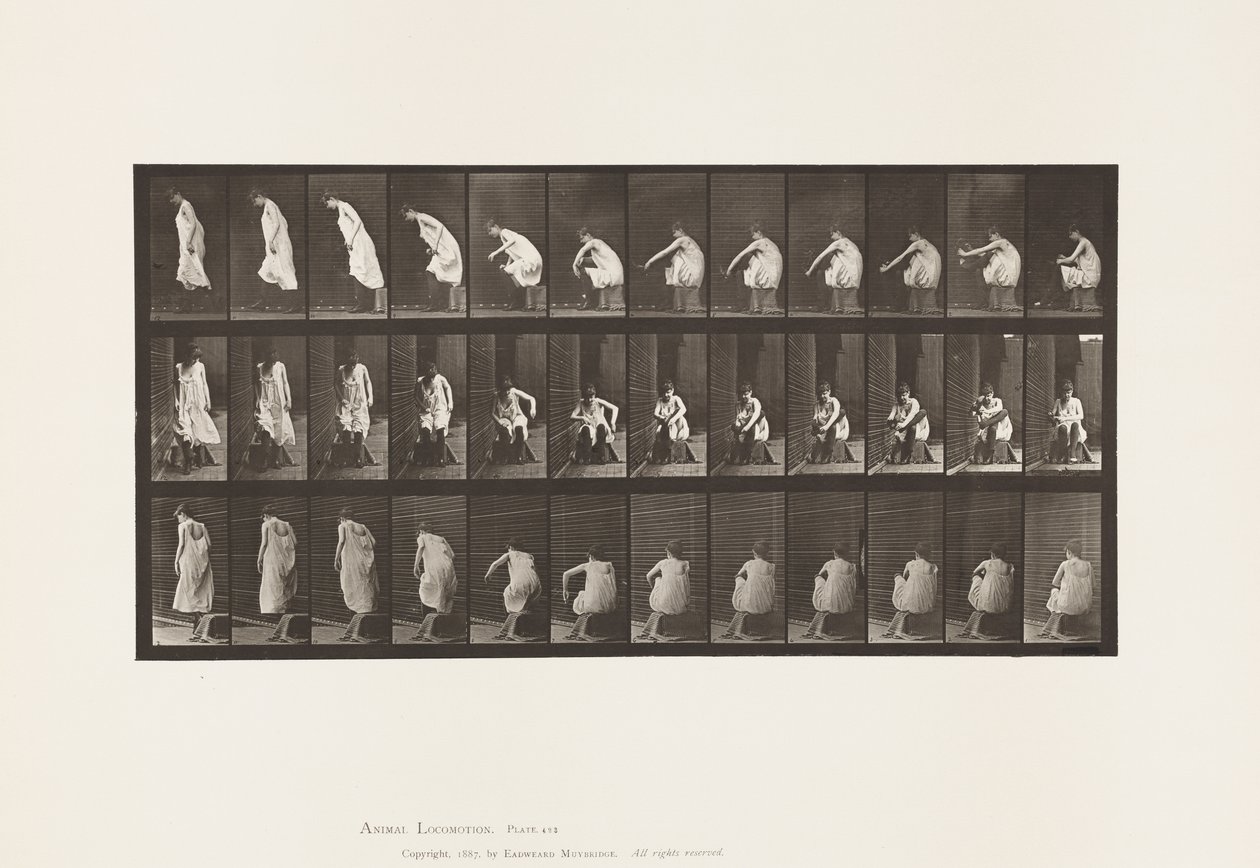 Placa 423. Banheiro; Colocando Botas e Subindo da Cadeira de Eadweard Muybridge