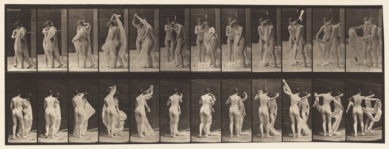 Chapa 428. Sanita; Dois Modelos, 1 Despir 8, 1872-1885 de Eadweard Muybridge