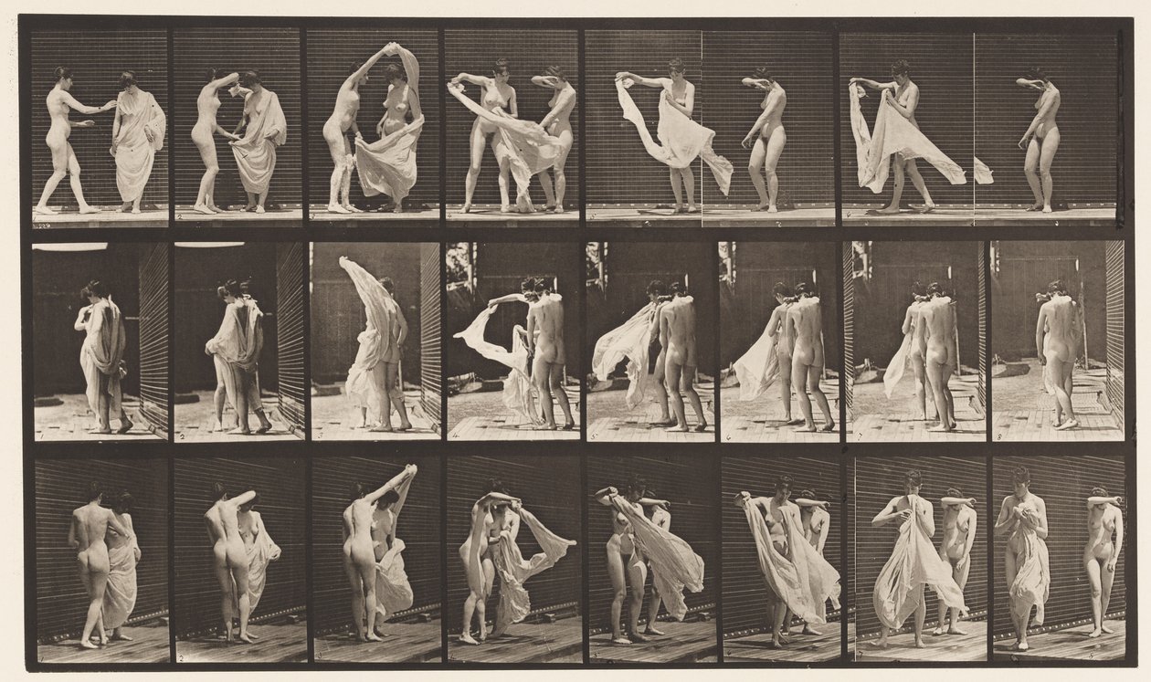 Chapa 429. Sanita; Dois Modelos, 1 Despir 8, 1872-1885 de Eadweard Muybridge