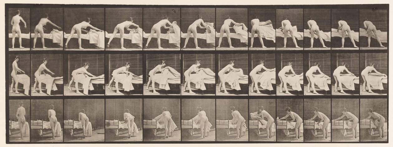 Placa 436. Fazendo uma cama de Eadweard Muybridge