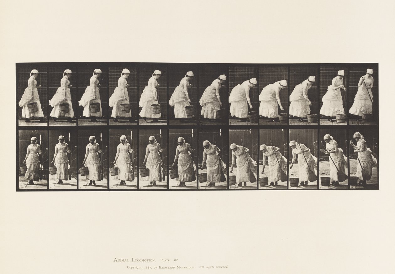 Placa 437. Colocação do balde e preparação para varrer de Eadweard Muybridge