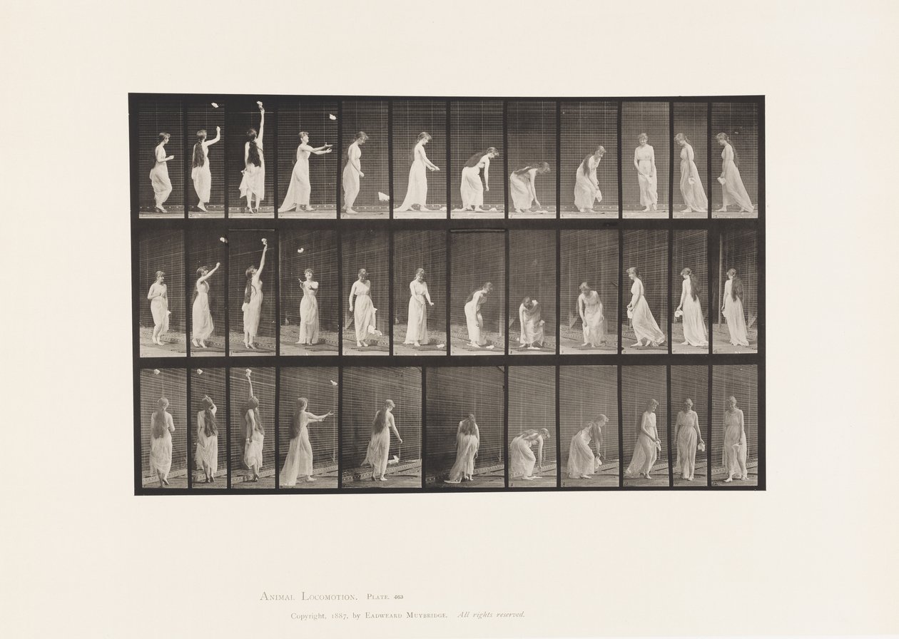 Placa 463. Afastando-se, Inclinando-se e Virando-se, 1885 de Eadweard Muybridge