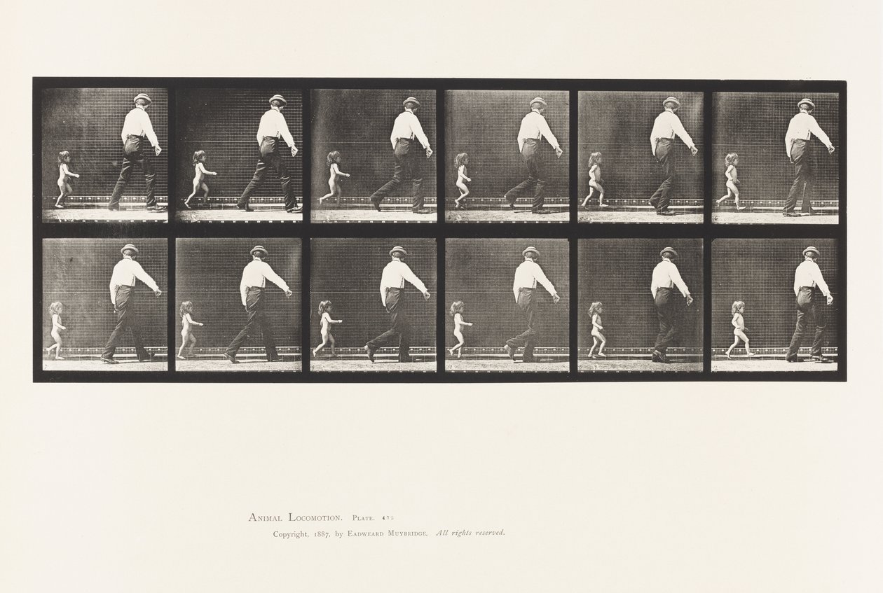 Placa 470. Criança 20N, Correndo atrás de um Homem de Eadweard Muybridge