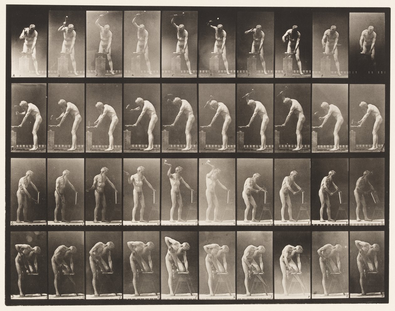 Placa 491. A, Martelando na bigorna; B, martelando na bigorna de Eadweard Muybridge