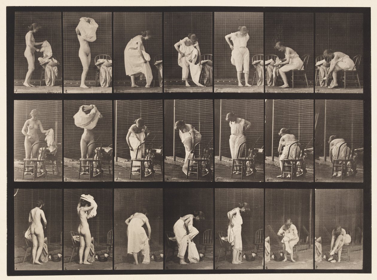 Placa 493. Fases Diversas do Banheiro, 1872-1885 de Eadweard Muybridge