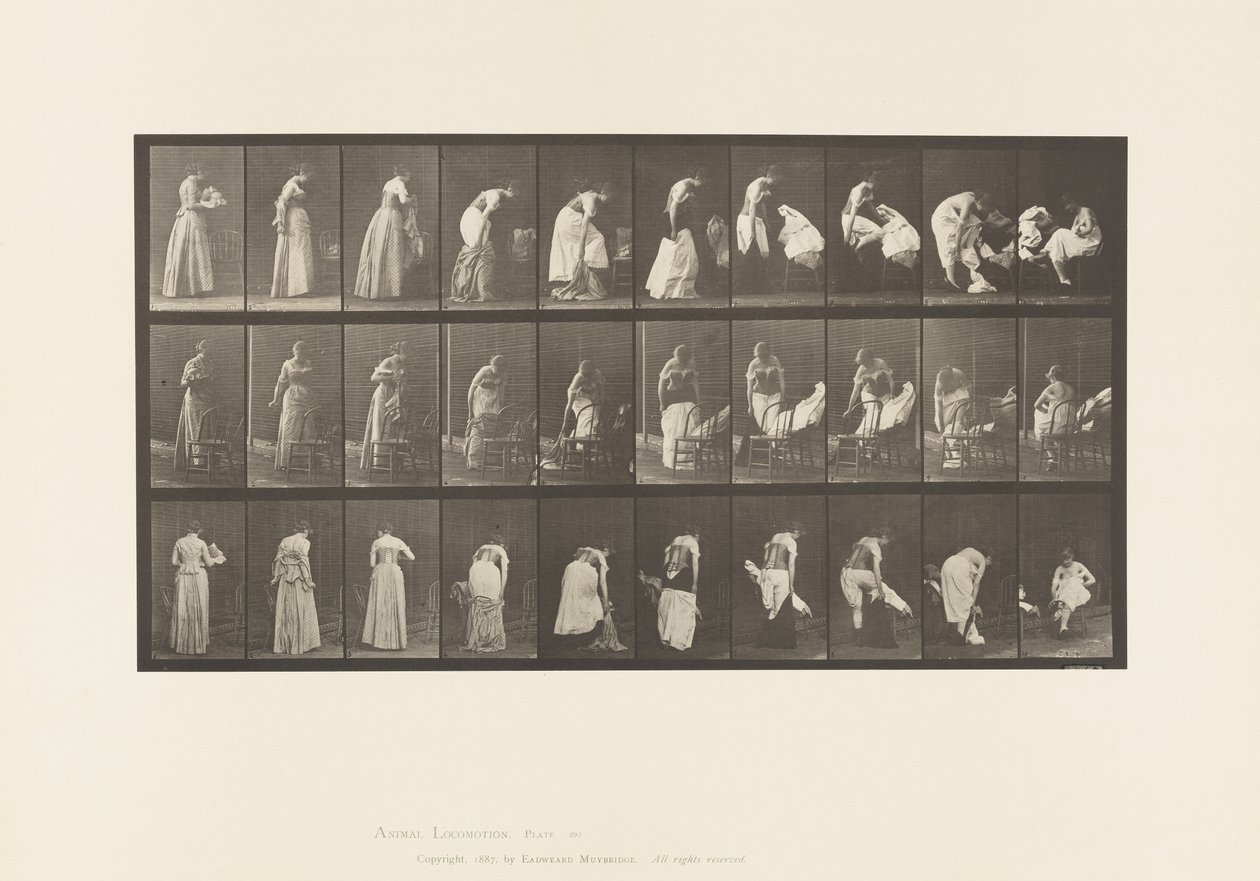 Placa 497.Fases Diversas do Banheiro, 1885 de Eadweard Muybridge