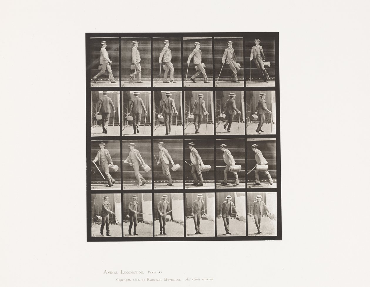 Placa 49. Andar e dar a volta rapidamente de Eadweard Muybridge