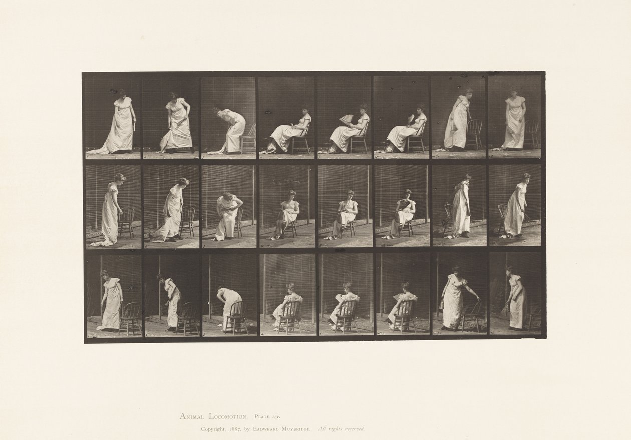 Placa 518.Sitting Down, Rising, etc, 1885 de Eadweard Muybridge