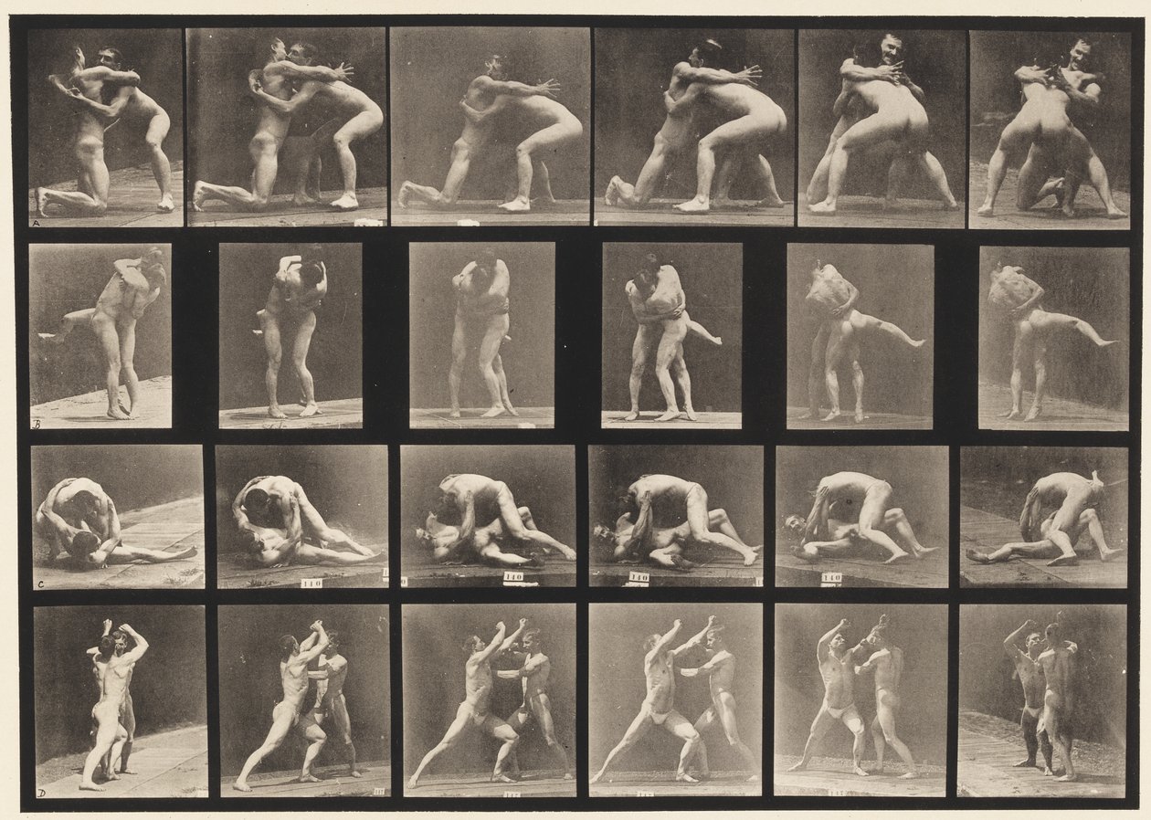 Placa 520. A, 98 e 100 Wrestling; B, 98 e 100 Wrestling de Eadweard Muybridge