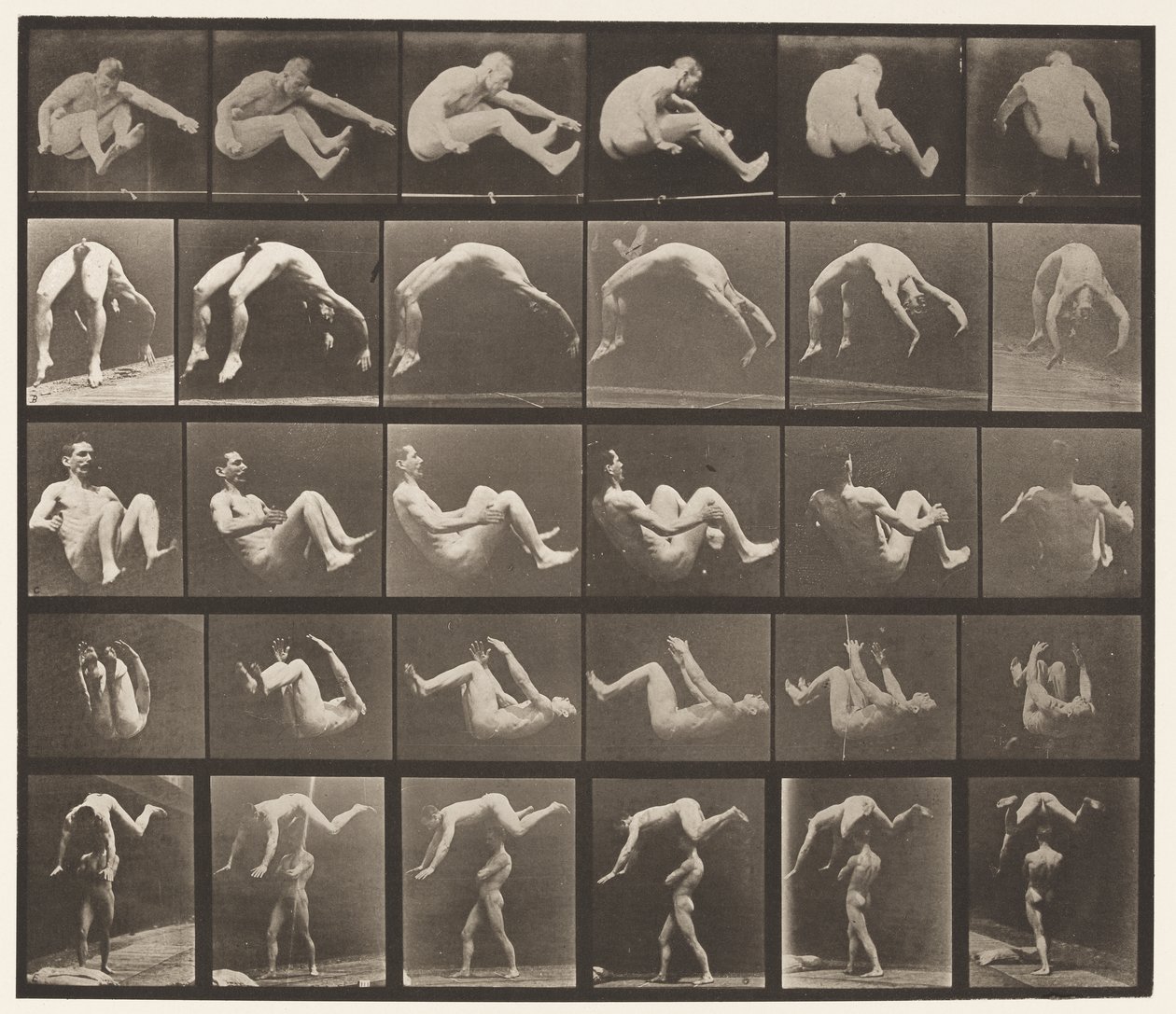 Placa 522. A, 97 Jumping; B, 98 Handspring; C, 98 cambalhota de Eadweard Muybridge