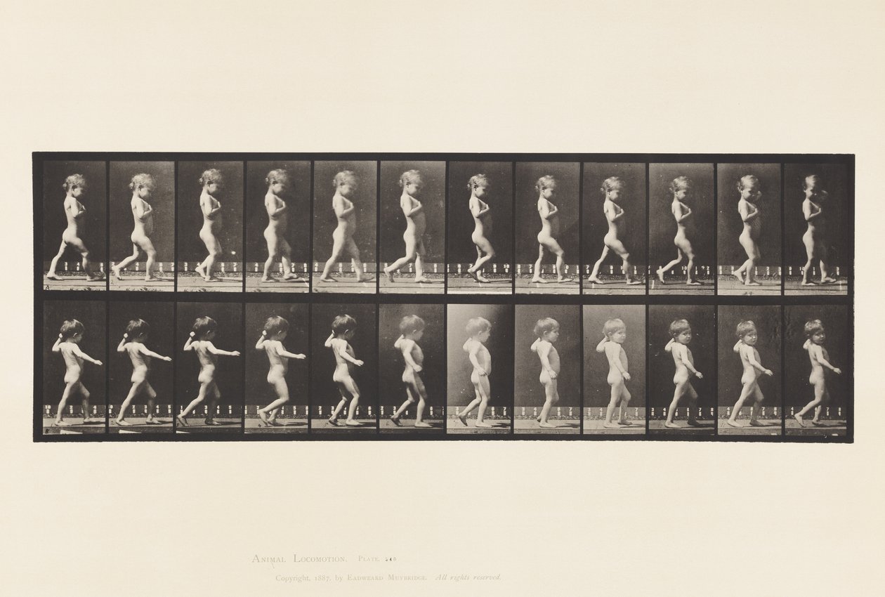 Placa 540.A, Pernas Curvas; Garoto; B, cárie espinhal; Menina andando, 1885 de Eadweard Muybridge