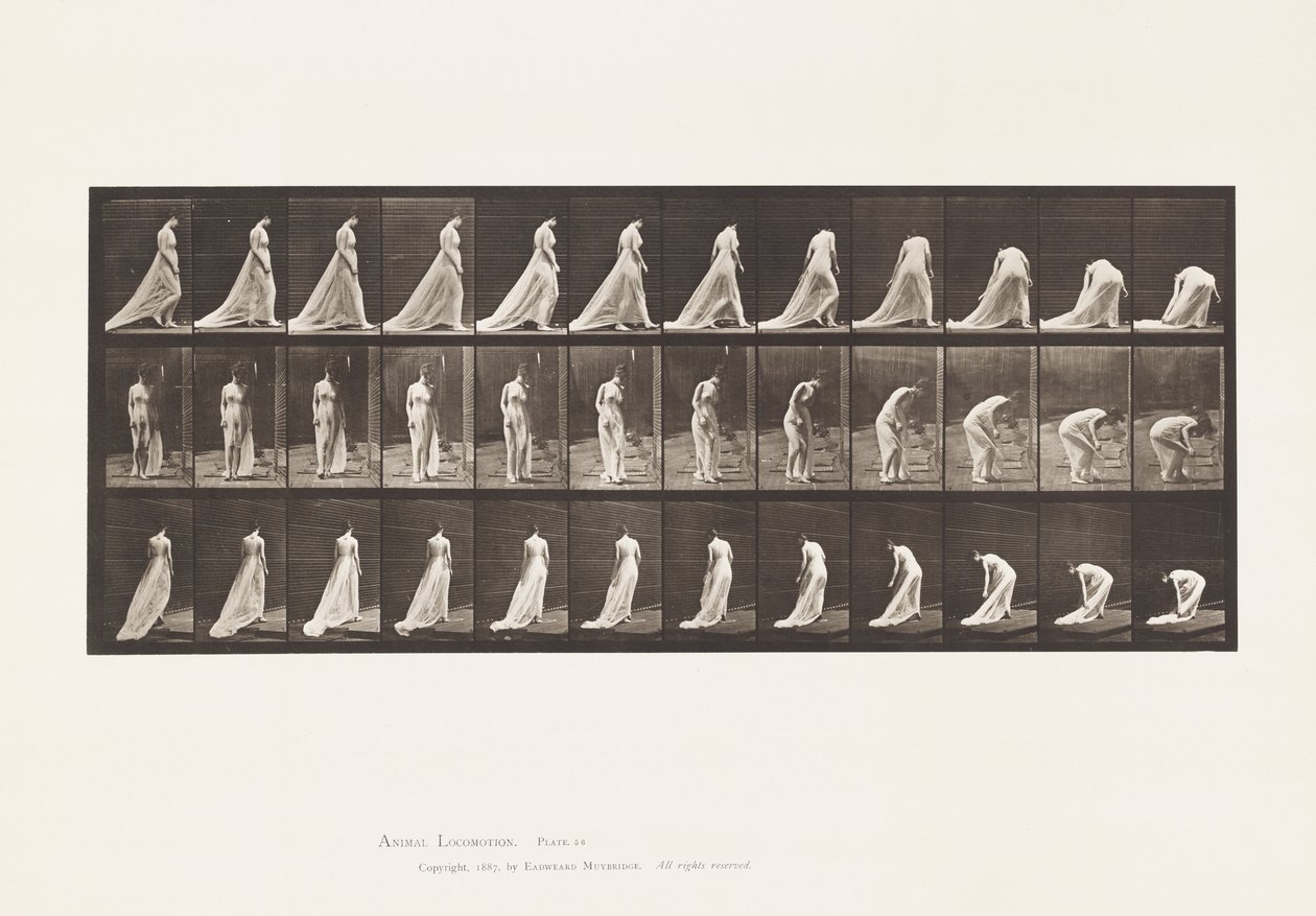 Prato 56. Andar, virar e descer para o comboio do elevador de Eadweard Muybridge