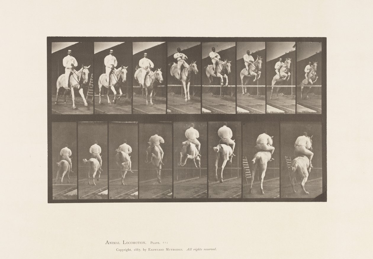 Placa 644. Saltar um obstáculo; Sela; Desembarque e Aterragem de Eadweard Muybridge