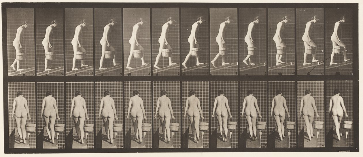 Prato 84. Inclinado Ascendente, Balde de Água na Mão Direita de Eadweard Muybridge