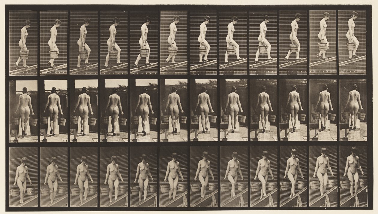 Placa 87. Inclinação Ascendente, Balde de Água em Cada Mão de Eadweard Muybridge