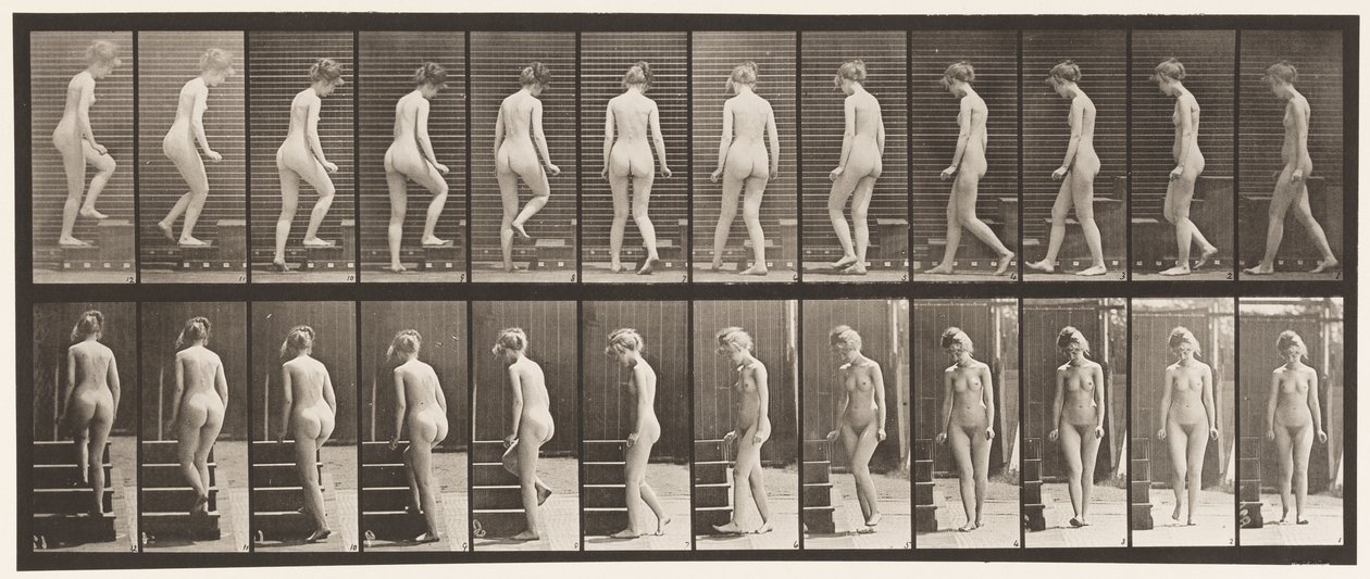 Placa 98. Virando e subindo escadas, 1872-1885 de Eadweard Muybridge