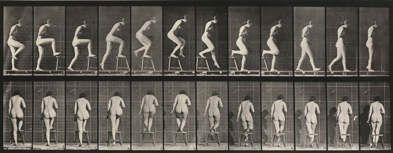 Prancha número 180. Subir para uma cadeira e passar por cima dela de Eadweard Muybridge