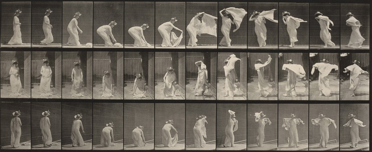 Prancha número 233. Levantar o xaile, colocá-lo sobre os ombros e virar-se de Eadweard Muybridge